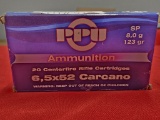 20rds PPU 6.5X52mm Italian Carcano Ammo