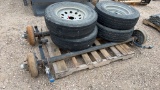 Lot of 4 Tires/Wheels and Axles