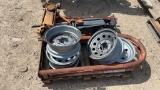Tire Rack, 4 Wheels, 2 Floor Jacks, Jack Stands