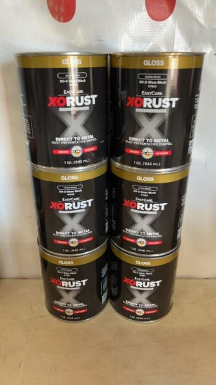 Lot of 6 - 1Qt X-O Rust Safety Black Gloss Paint