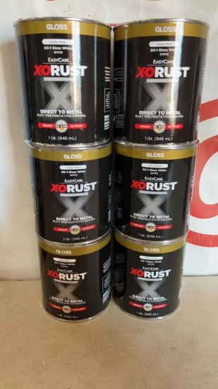 Lot of 6 - 1Qt X-O Rust Safety White Gloss Paint