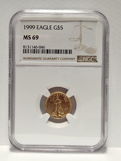 1999 American Eagle 1/10oz Gold Coin NGC MS69