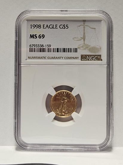 1998 American Eagle 1/10oz Gold Coin NGC MS69