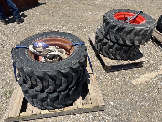 Lot of (4) 10-16.5 Bobcat Skid Steer Tires/Wheels