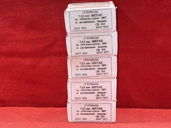 75rds Yugoslavian 7.62X54R M67 Brass Ammo