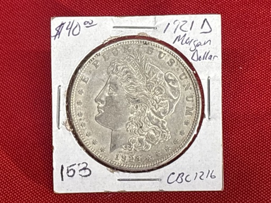 1921-D Morgan Silver Dollar in Sleeve