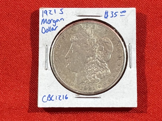 1921-S Morgan Silver Dollar in Sleeve