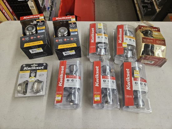 Box Lot of 9 NEW Kwikset Assorted Door Hardware