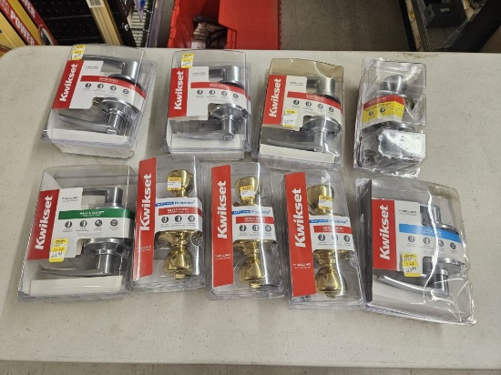 Box Lot of 9 NEW Kwikset Assorted Door Hardware