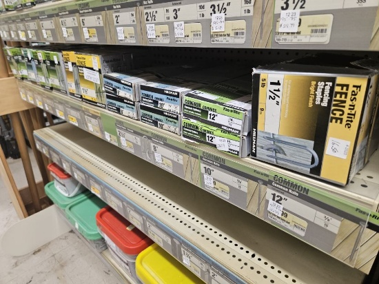 Shelf Lot of NEW Assorted Fence Staples