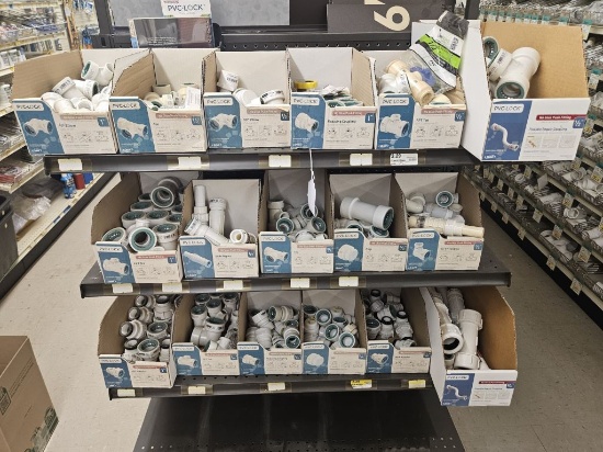 Section of NEW Assorted PVC Lock Plumbing Fittings