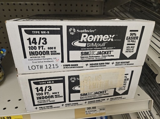 Lot of 2 NEW 100' Romex Type NM-B 14/3 Indoor