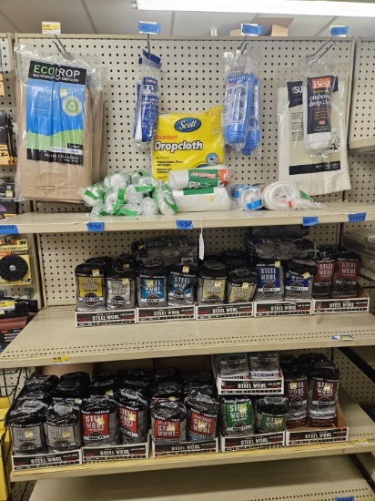 Section of NEW Assorted Paint Cloths/Steel Wool