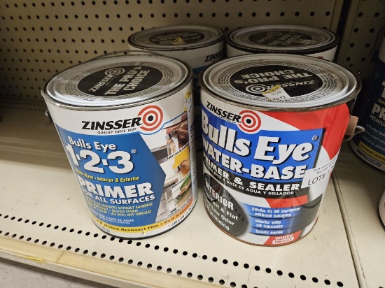 Lot of 4 NEW 1 Gallon Zinsser Bullseye Primer