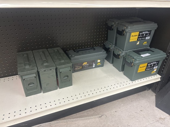 Shelf Lot of Assorted Ammo Cases