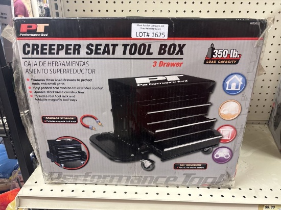 NEW Performance Tool Creeper Seat Tool Box