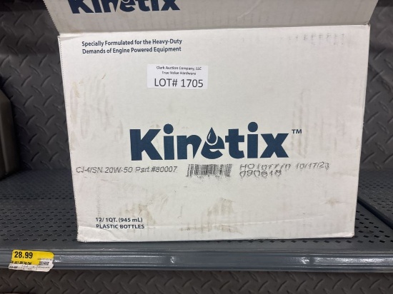 NEW Case of 11-1qt Bottles of Kinetix 20W-50 Oil