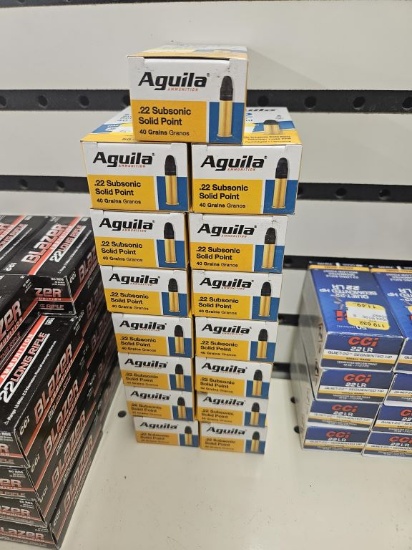 750rds Aguila 22LR 40gr Subsonic Solid Point