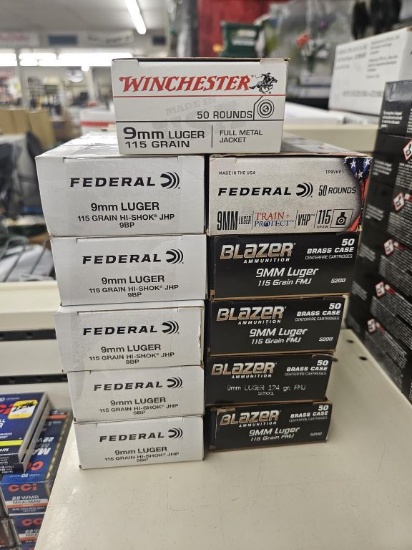 550rds Assorted 9mm Ammo