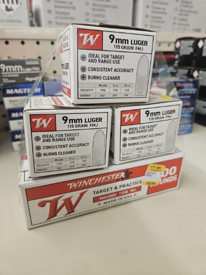 250rds Winchester 9mm 115gr FMJ