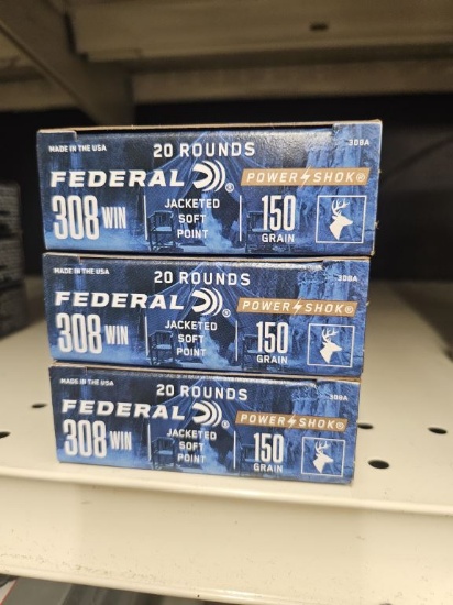 60rds Federal Power-Shok 308Win 150gr JSP