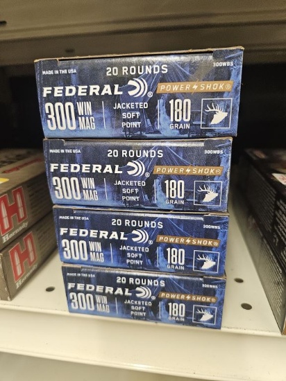 80rds Federal Power-Shok 300 Win Mag 180gr JSP