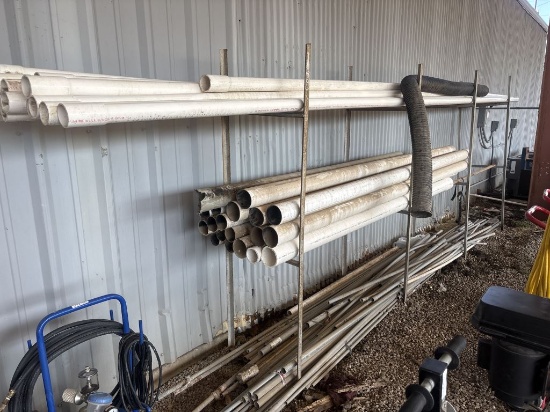 Metal Rack w/Assorted PVC/Metal Piping