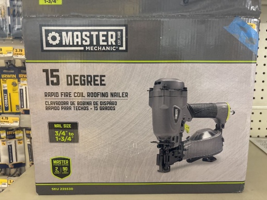 NEW Master Mechanic Coil Roofing Nailer, Pneumatic