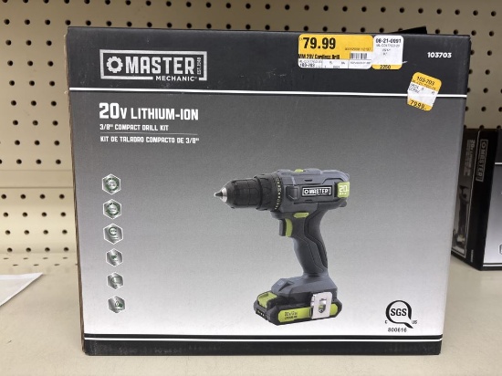 NEW Master Mechanic 20V Compact Cordless Drill Kit
