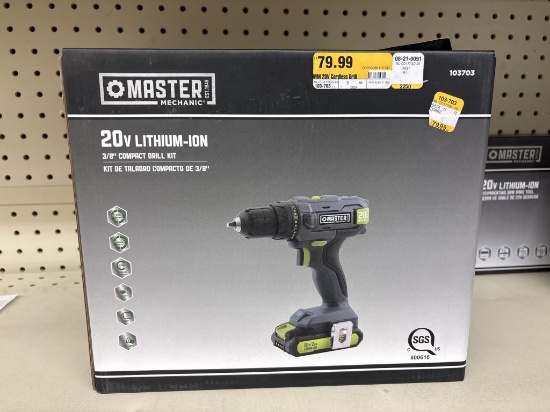 NEW Master Mechanic 20V Compact Cordless Drill Kit