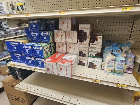 Lot of New Kleenex and Assorted Trash Bags