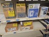 Shelf Lot of Assorted Circuit Breaker Boxes