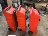 Lot of 3 Rolling Gas Cans