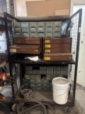 Rolling Rack w/Metal Bins and Contents