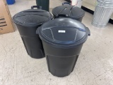 Lot of 3 Rubbermaid Brute Rolling Trash Cans