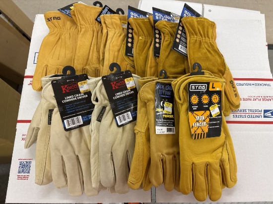 Box Lot of NEW Cowhide Work Gloves