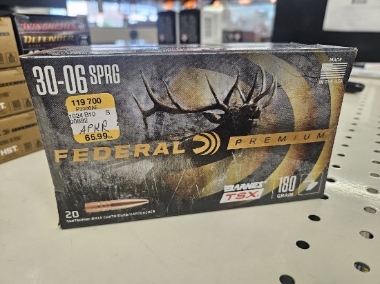 20rds Federal Premium 30-06SPRG 180gr Barnes TSX