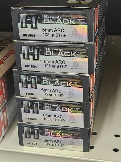 100rds Hornady Black 6mm ARC 105gr BTHP