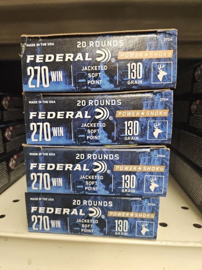 80rds Federal Power-Shok 270Win 130gr JSP