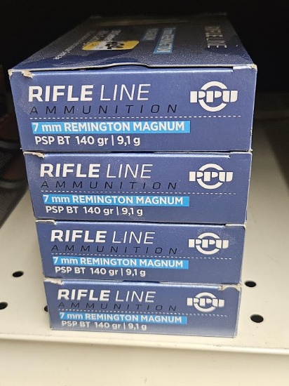 80rds PPU Rifleline 7mm Rem Mag 140gr