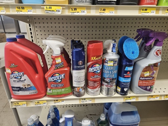 Shelf Lot of Cleaning Supplies