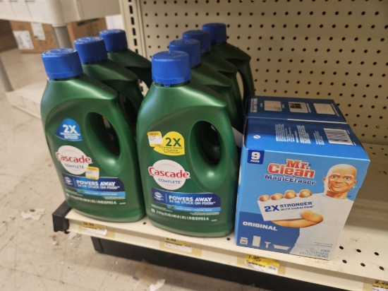 Shelf Lot of Cleaning Supplies