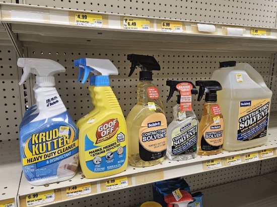 Shelf Lot of Cleaning Supplies
