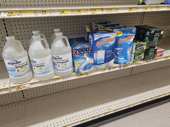 Shelf Lot of Cleaning Supplies