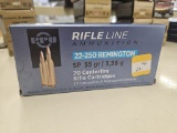 100rds PPU Rifleline 22-250Rem 55gr SP