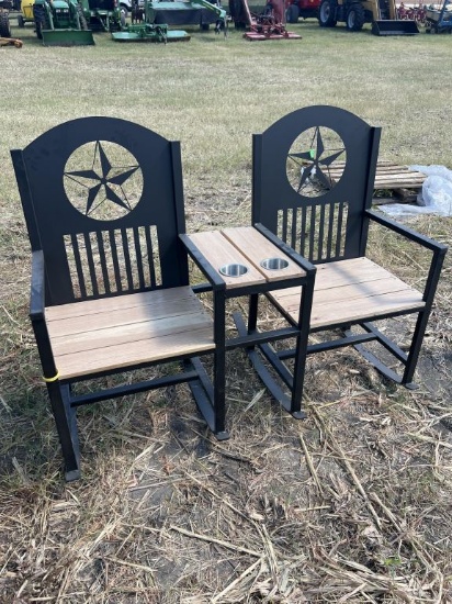 Texas Double Seat Rocking Chair w/Center Table | Estate & Personal ...
