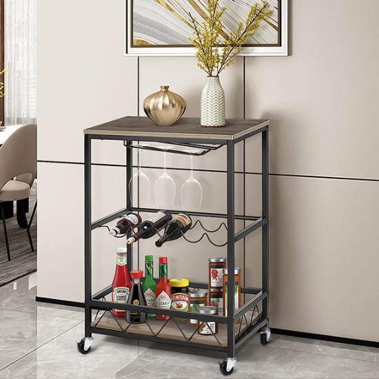 3-Tier Bar Cart with Accessories including a Blanton’s Bourbon and Silver Oak Cabernet