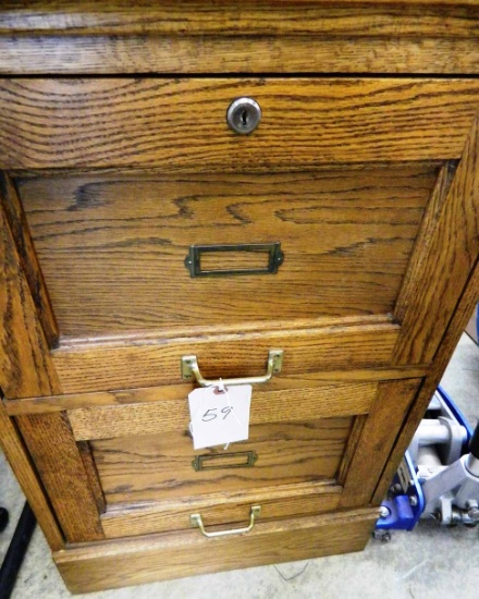 Oak Wood File Cabinet (2 Drawer)