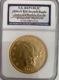 1854  $20 Double Eagle SS Republic