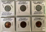 1943-1944  War Year Pennies (6 coins)